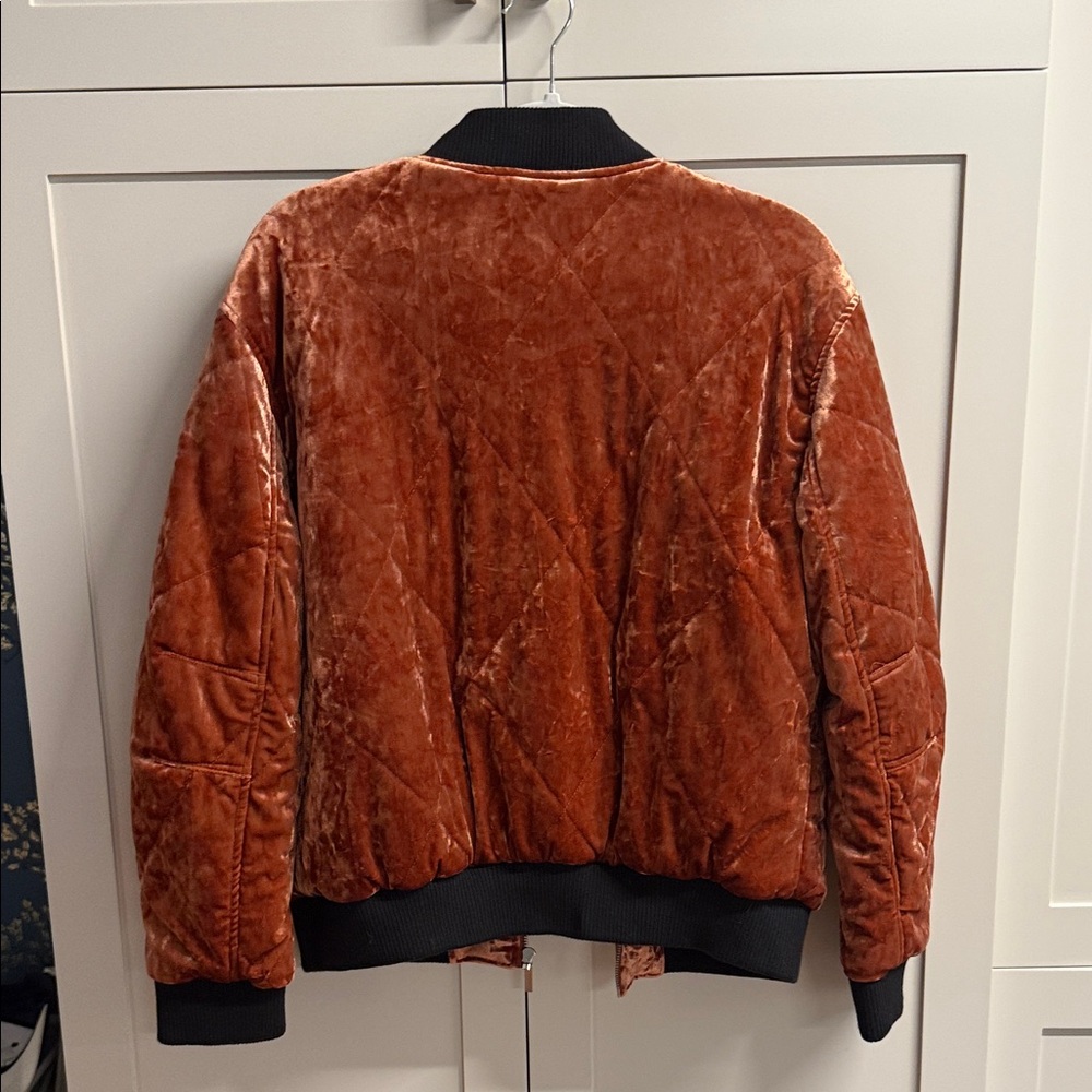 Velvet Bomber Jacket in Rust - Picture 6 of 6